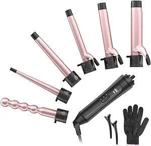 6-IN-1 Curling Iron, Professional Instant Heat Up Hair Curling Wand Set with 6 Interchangeable Ce... | Amazon (US)