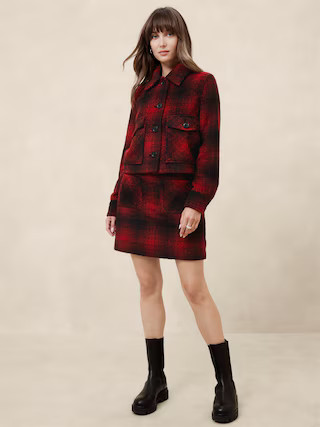 Plaid Cropped Jacket | Banana Republic Factory