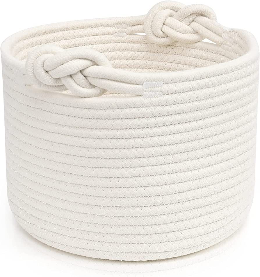 ABenkle Small Woven Basket, Cotton Rope Shelf Storage Basket, Small Round Basket, Cute Baby Baske... | Amazon (US)