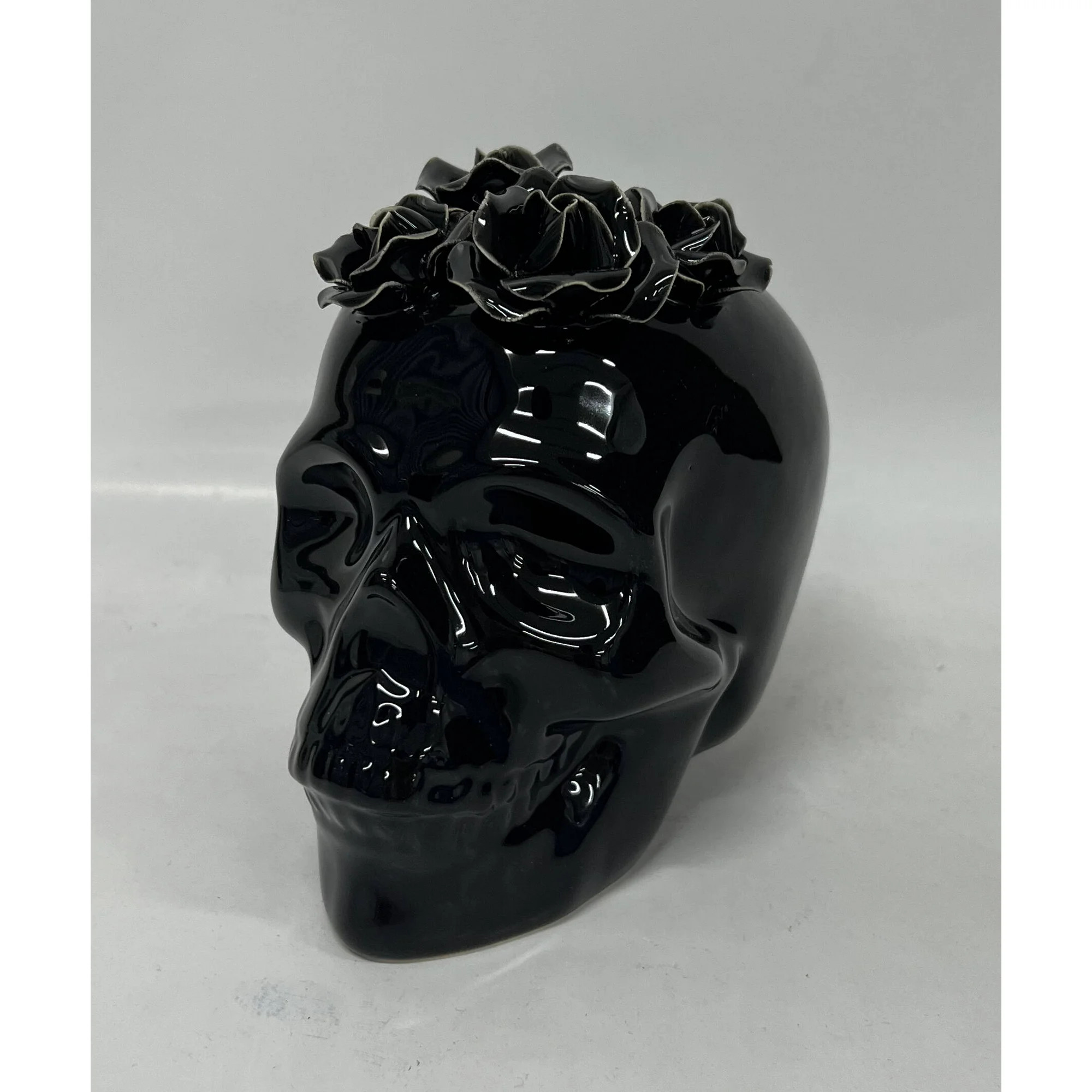 Halloween Ceramic Floral Skull, Black, by Way To Celebrate | Walmart (US)