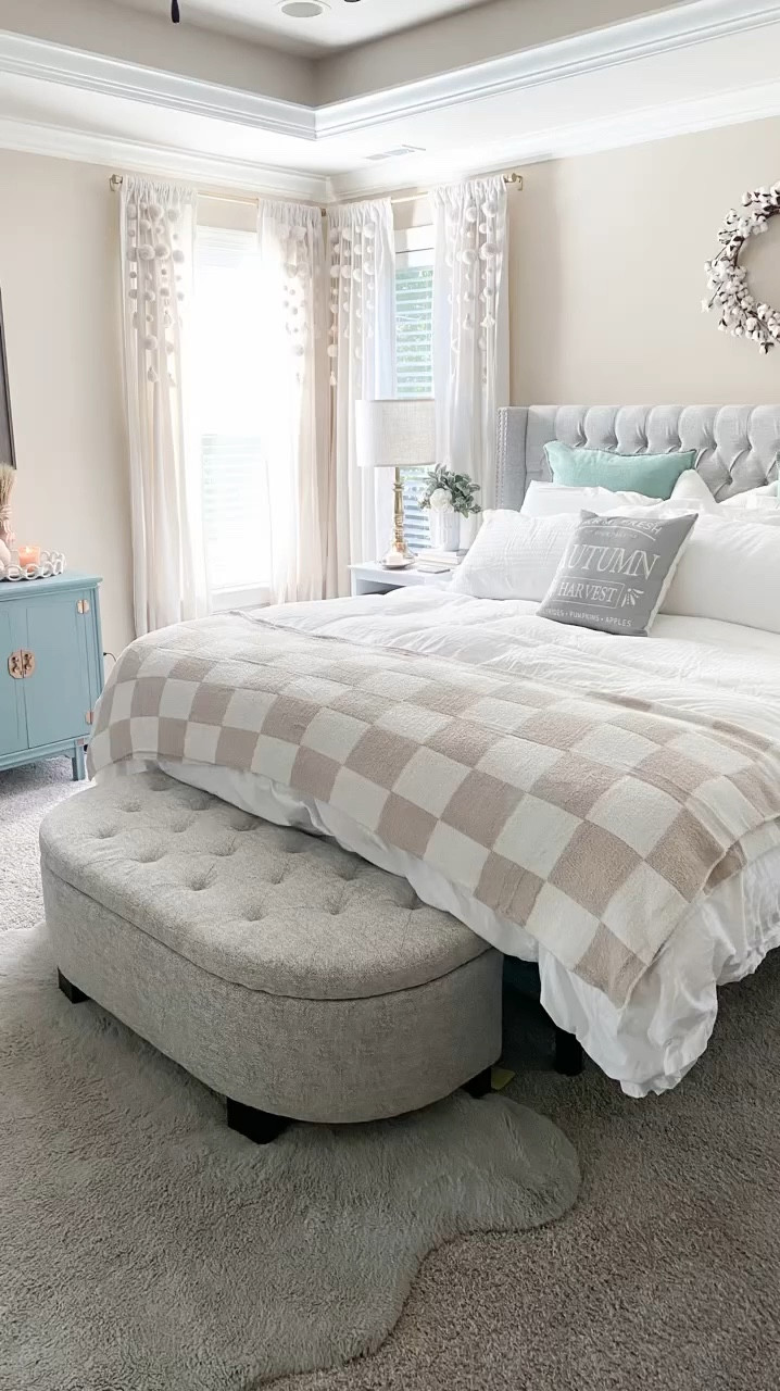 Fall is almost here and I love my Master Bedroom with its fall decor touches this time of year. 🍁 🍂 

Have I mentioned how obsessed I am with my white Boho Bedding that is on sale on Amazon Right now! 

🚨36% off! 🚨

#LTKSaleAlert #LTKHome