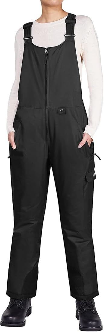 HISEA Women's Snow Bib Overalls Snowsuit Ski Pants Waterproof Insulated Skiing Pants Women Black | Amazon (US)