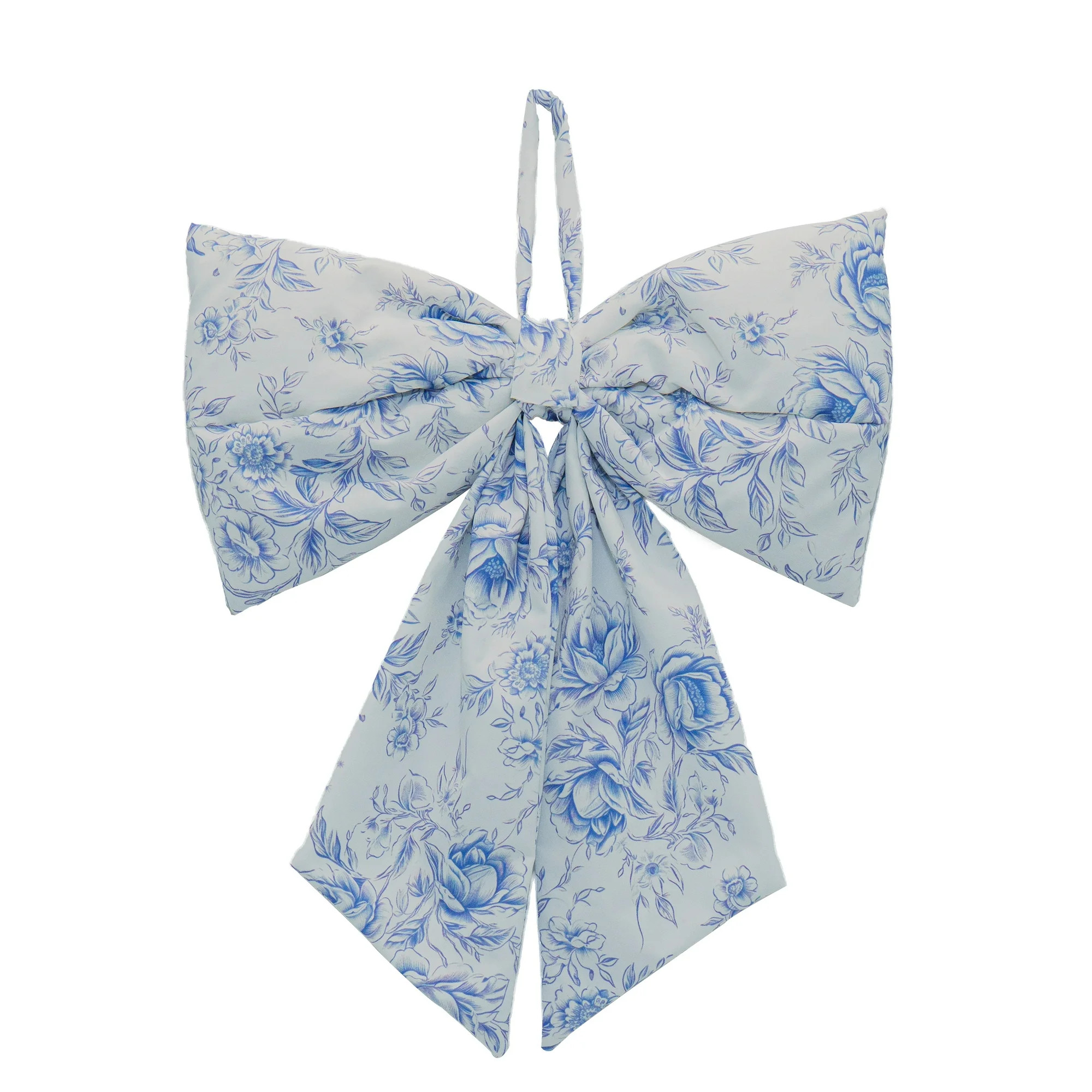 Floral Decorative Bow, Blue and White, 13.75", by My Texas House | Walmart (US)