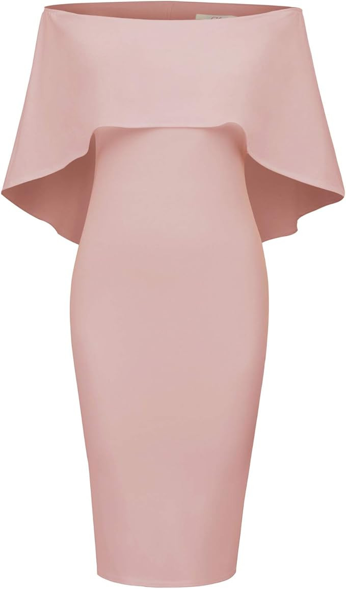 GRACE KARIN Women Off Shoulder Batwing Cape Slim Midi Dress | Amazon (US)