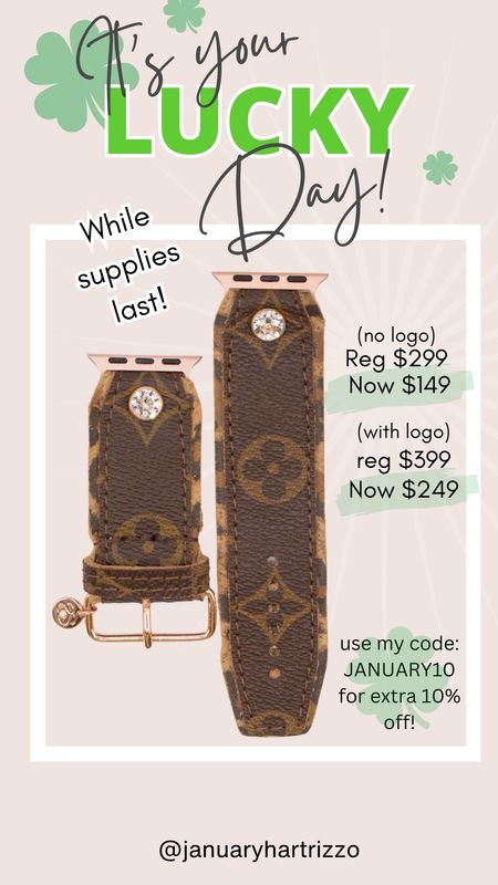 Use code JANUARY10 for an extra 10% off this already discounted leather Apple Watch band. 👏🏼 Upcycled designer LV

#LTKsalealert #LTKstyletip #LTKover40