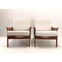 1 Of 2 Pcs. Mid-Century Modern Scandinavian Style Cushioned Lounge Armchair/Wooden Frame & Cane Net Side 1960S Yugoslavia | Etsy (US)