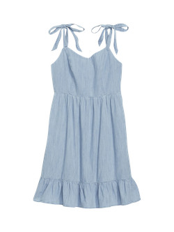 Fit & Flare Tie-Shoulder Chambray Mini Dress for Women | Old Navy (US)