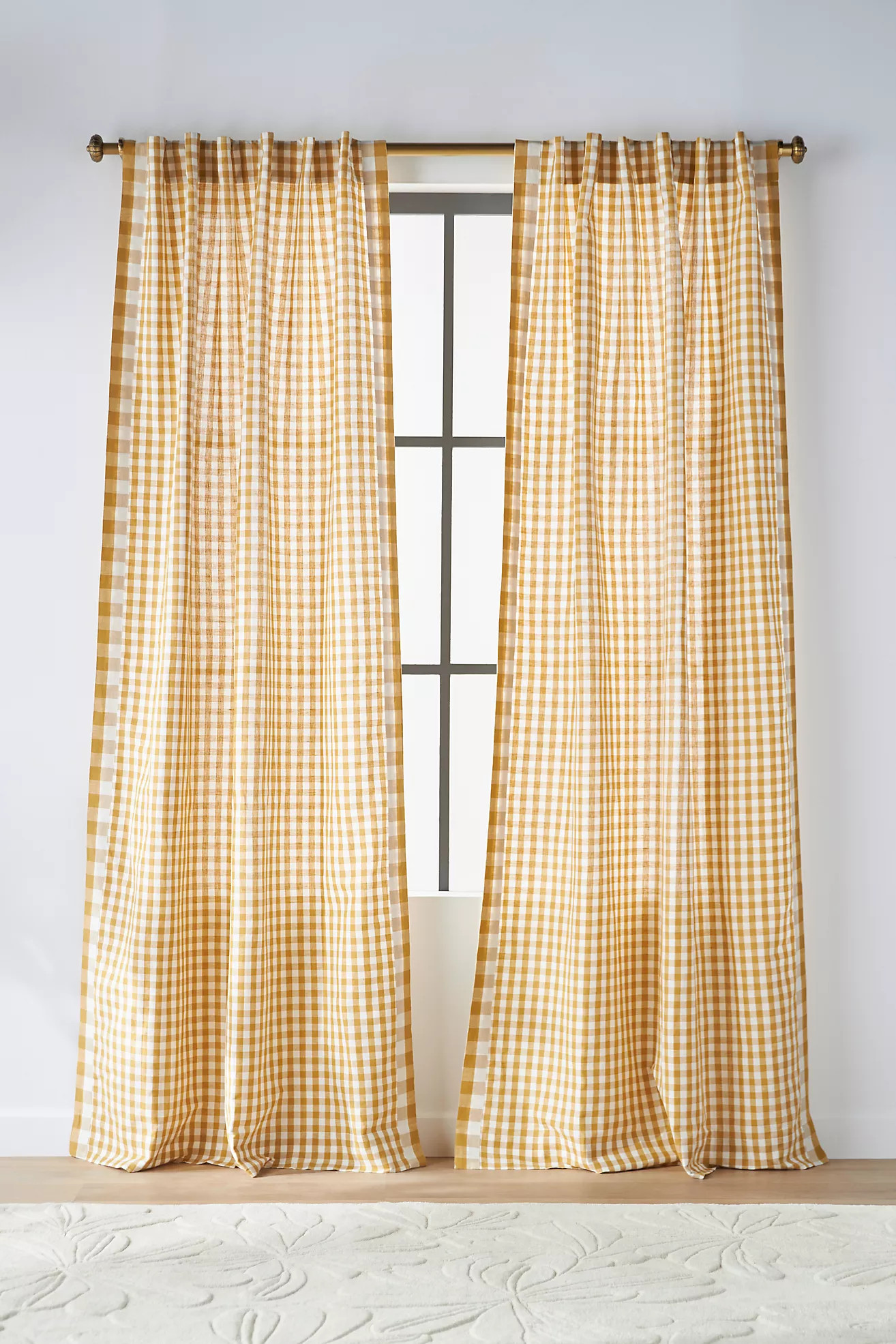 Cotton Linen Gingham Curtain | Anthropologie (US)