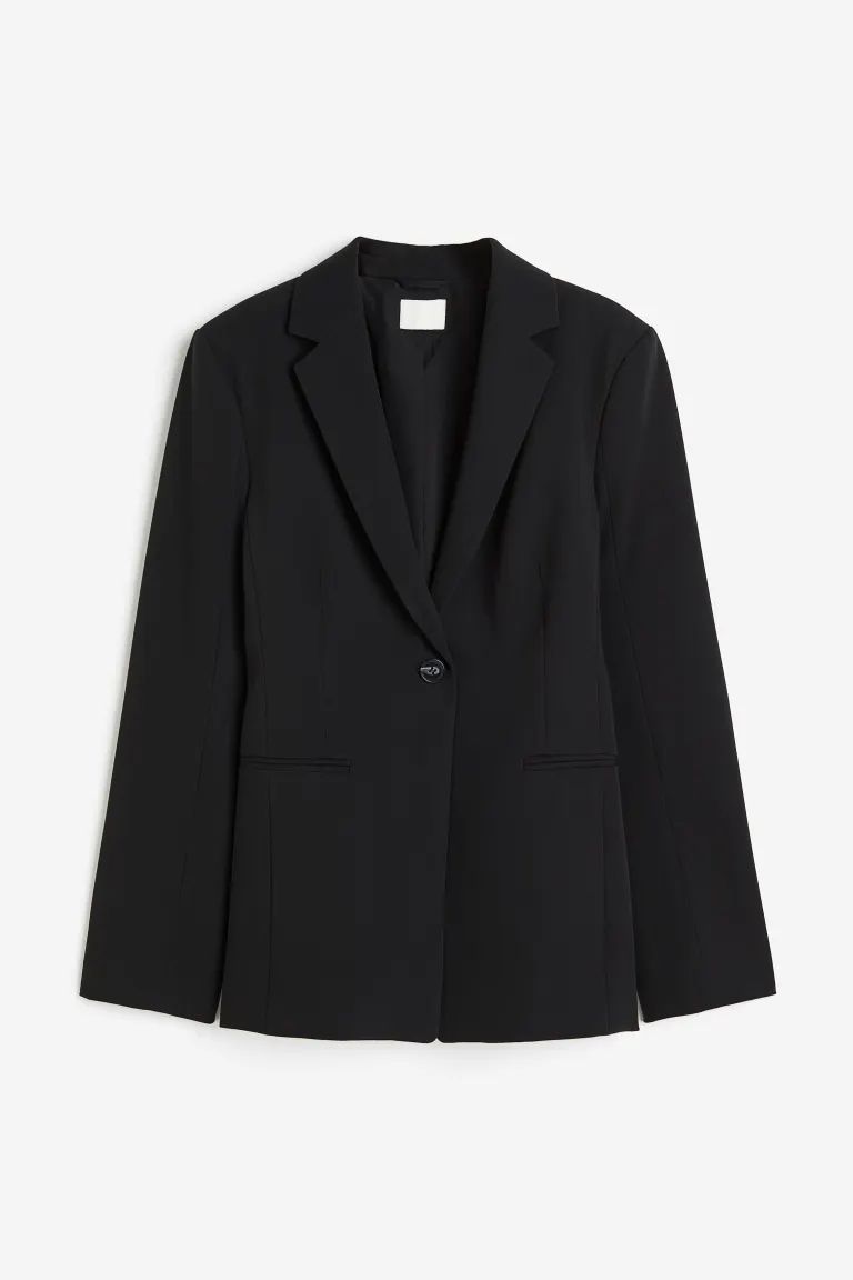 Tapered-waist Twill Blazer - Black - Ladies | H&M US | H&M (US + CA)