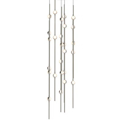 Constellation - Andromeda LED 12" Round Chandelier - Short - Satin Nickel - White Optical Acrylic Lens - 3000K - 240" Cable | Perigold