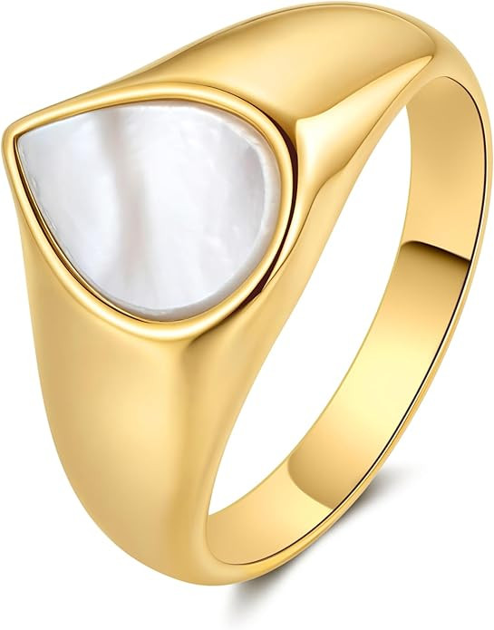 YeGieonr Gold Rings for Women Trendy Non Tarnish Chunky Gold Plated Ring, Waterproof Stainless St... | Amazon (US)