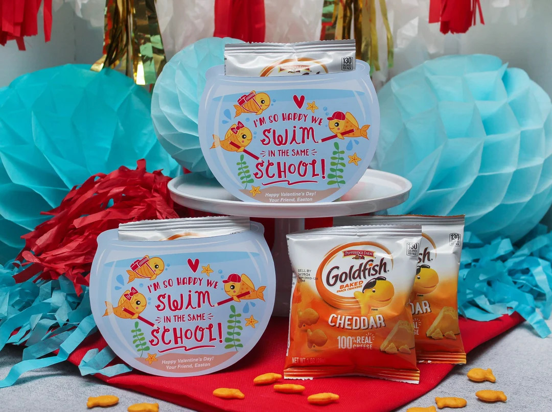 School of Fish Valentine, Fish, Goldfish, Valentine Printable, Kids Valentines, Classroom Valenti... | Etsy (US)