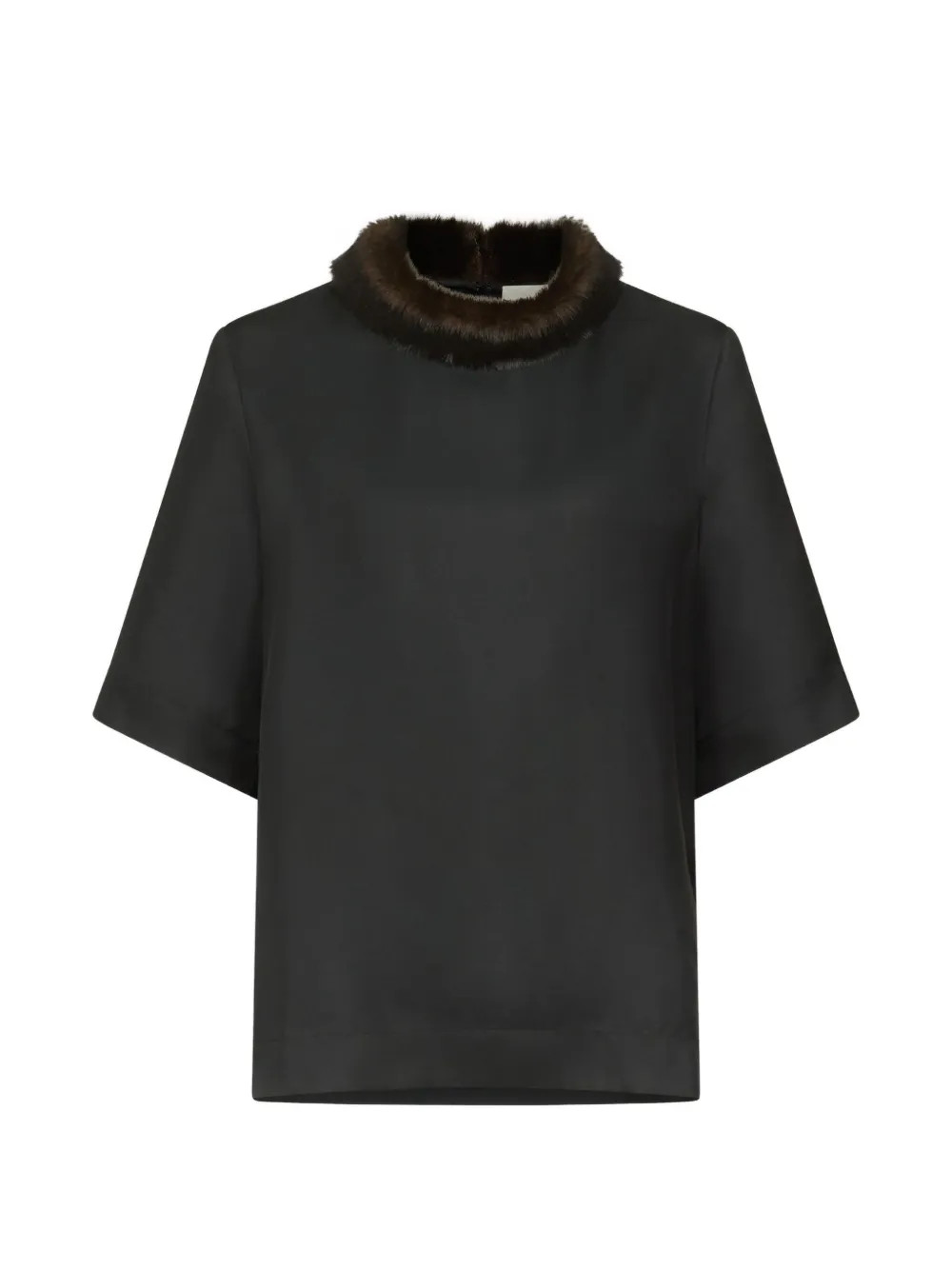 LouLou de Saison Dana faux-fur trim blouse - Black | Farfetch Global