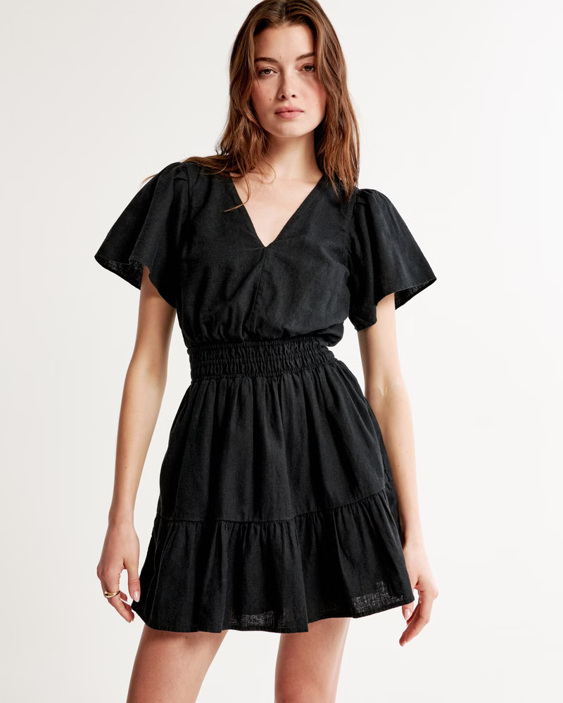 Smocked Waist Tiered Mini Dress | Abercrombie & Fitch (US)
