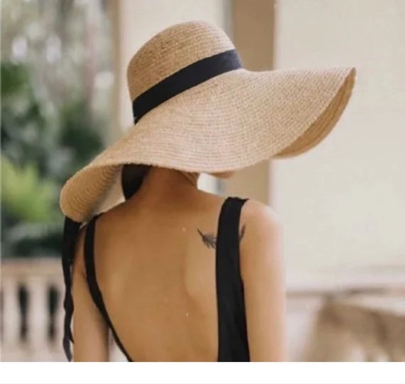 Wow Audrey Hepburn Style Wide Brim Summer Floppy Plain Straw Hats Packable | Etsy (US)