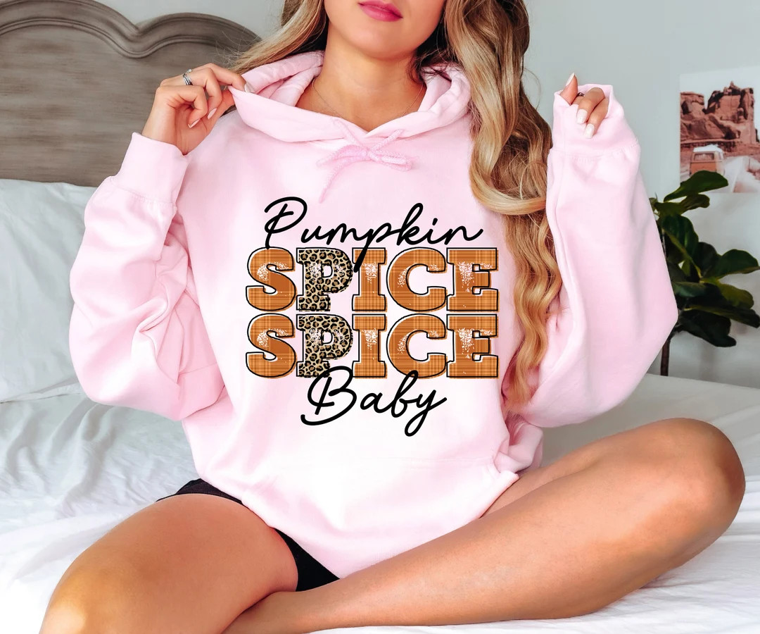 Pumpkin Spice Leppard Print Hoodie, Pumpkin season Hoodie, Hello Fall Top, Cute fall Hoodie. perf... | Etsy (US)