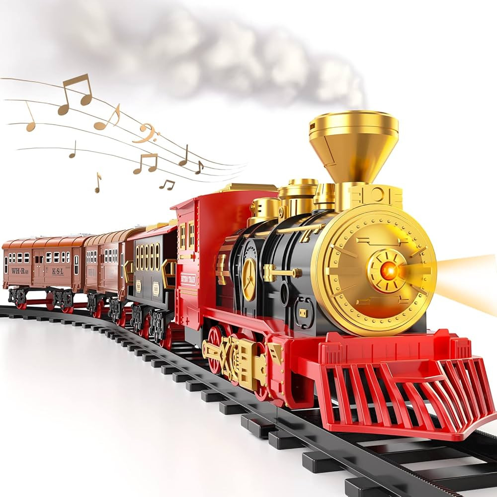 Locomoto Train Set - Electric Train Toys w/Smoke, Light and Sounds (ON/Off), Toddler Train Sets f... | Amazon (US)