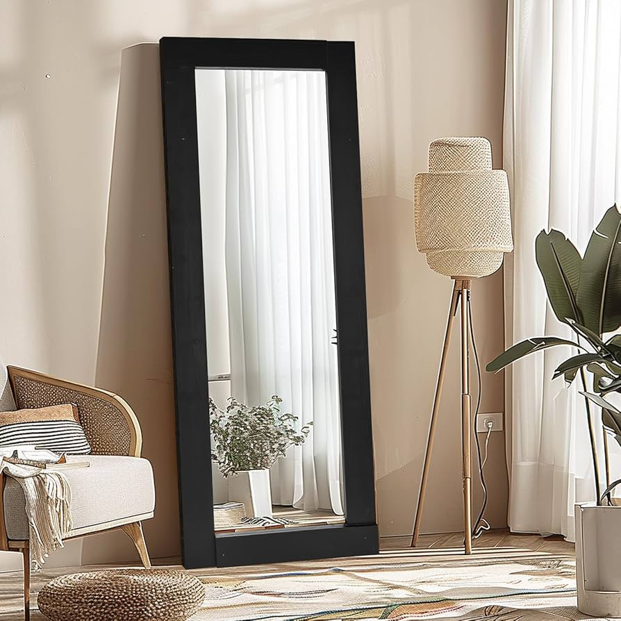 Full Length Mirror 65"x24" Solid Wood Frame Floor Large Mirror for Living Room, Bedroom Hanging S... | Amazon (US)