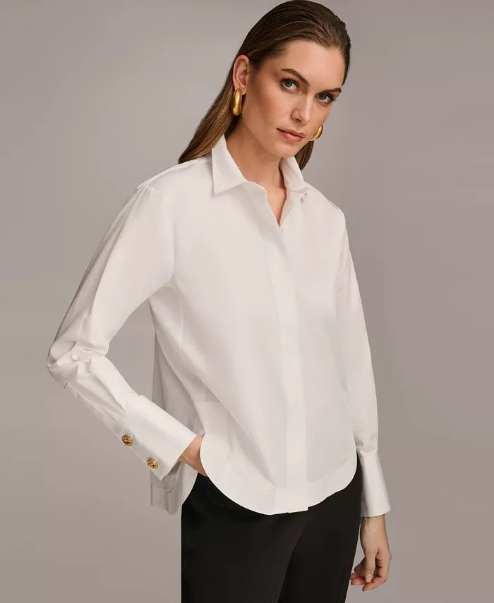 Women's Button Front Collared Shirt | Macy's