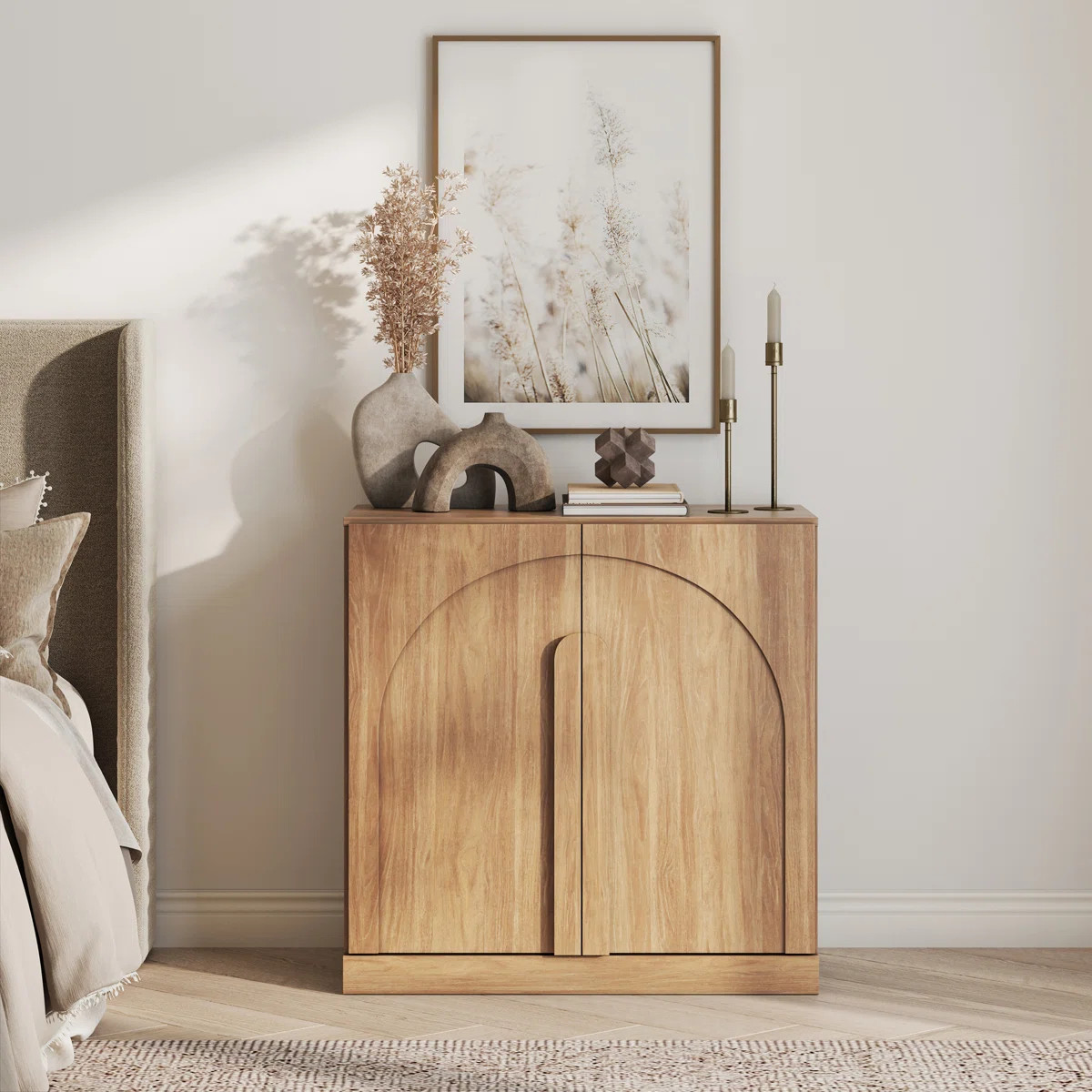 Sideboard Cabinet w/Wood Doors & Shelf, Camel | Wayfair North America