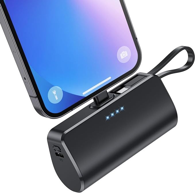 Small Portable Charger 5200 mAh for iPhone,Compact PD 3.0A Power Bank with Built-in Cable,USB C M... | Amazon (US)
