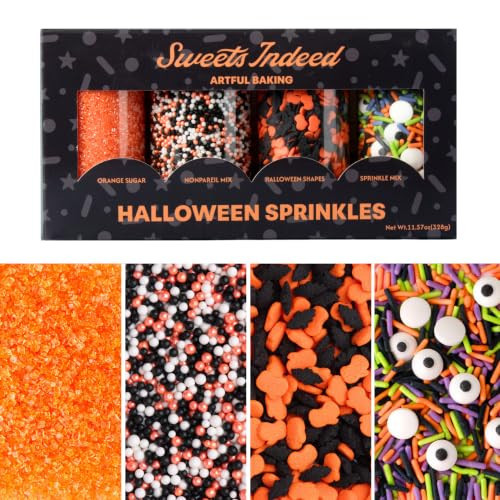 Sweets Indeed Halloween Sprinkles 4 Pack, Sugar & Candy Eyeballs 11.57oz | Amazon (US)