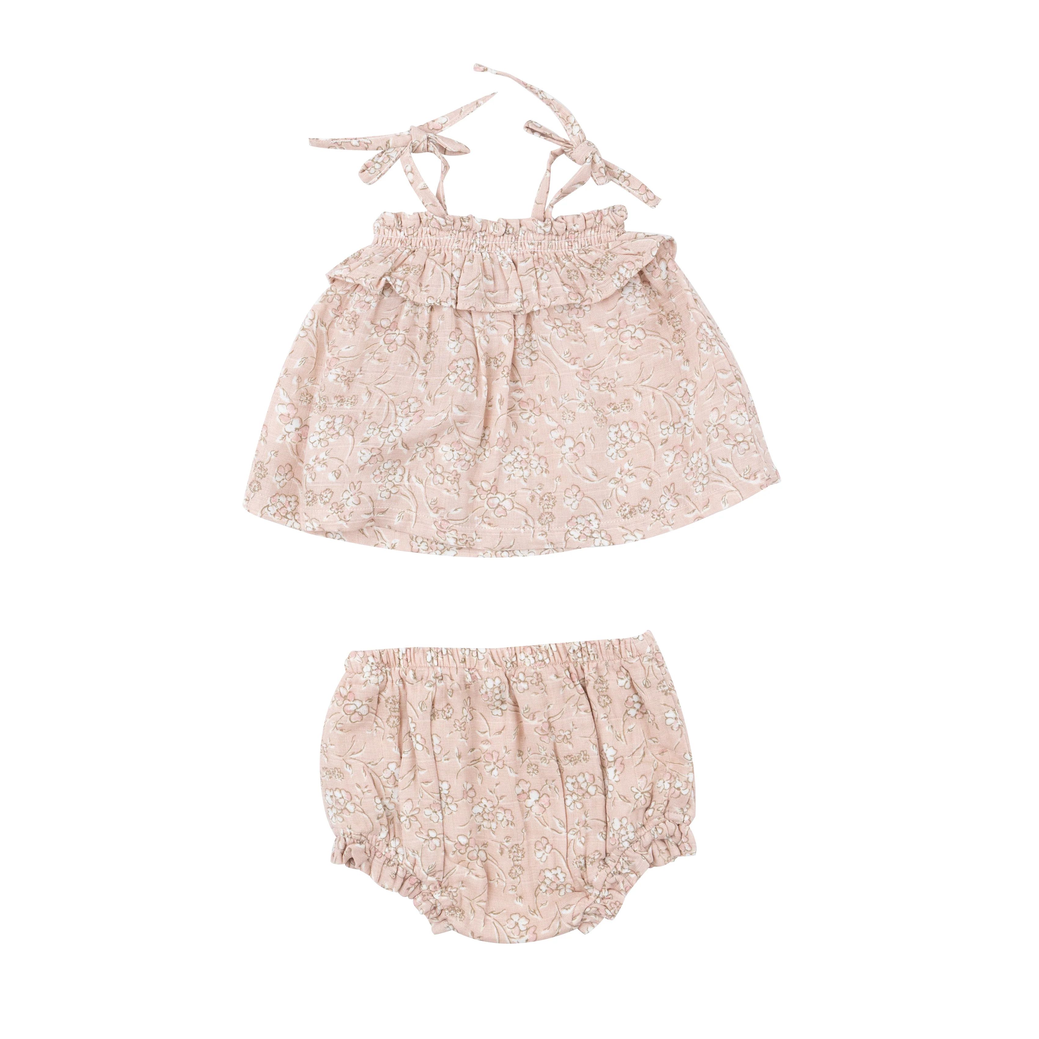 Ruffle Top & Bloomer, Baby's Breath Floral | SpearmintLOVE