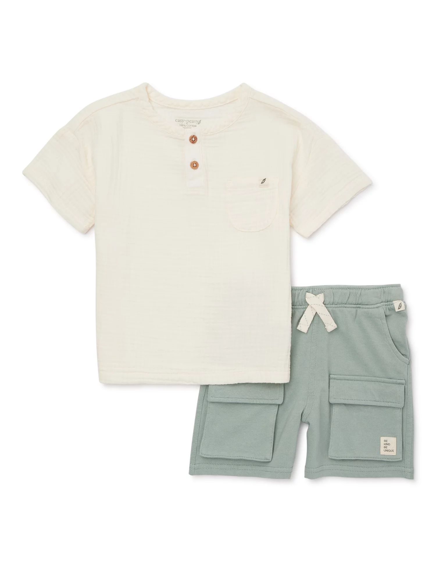 easy-peasy Baby and Toddler Boys Henley Shirt and Shorts Outfit Set, 2-Piece, Sizes 12M-5T | Walmart (US)