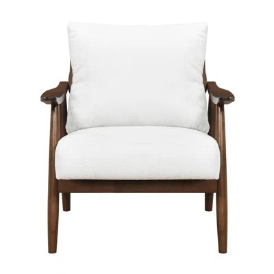 Beige Chair With Solid Wood Frame And Textured Upholstery Modern Accent Seat, Wood, 3.5" Arm Width | Wayfair North America