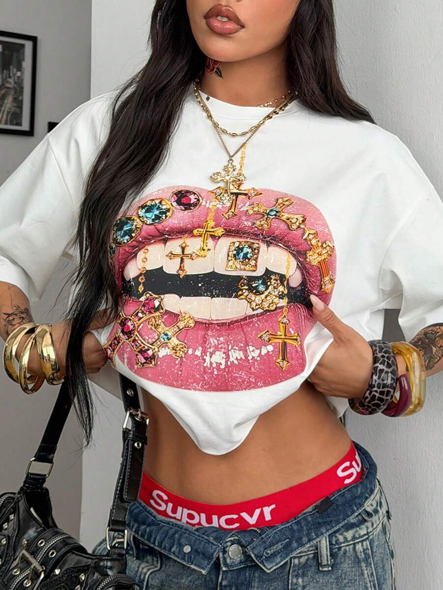 Coolane Women's Plus Size  Summer Streetwear Carnival Streetwear Daily Wear Vintage Y2K Going Out... | SHEIN