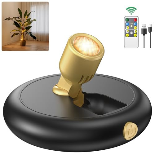Rechargeable Battery LED Spotlight Indoor: Wireless Mini Art Accent Spot Lights with Timer Remote - Small Dimmable Uplight for Plants Display Painting Dartboard Artwork Portrait Closet (1 pack-black) | Amazon (US)