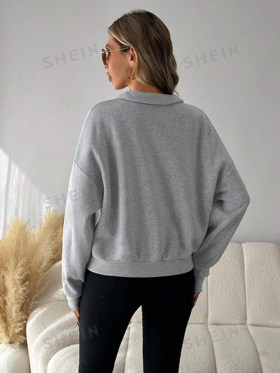 SHEIN LUNE Spring Grey Long Sleeve Women's Sweatshirt | SHEIN