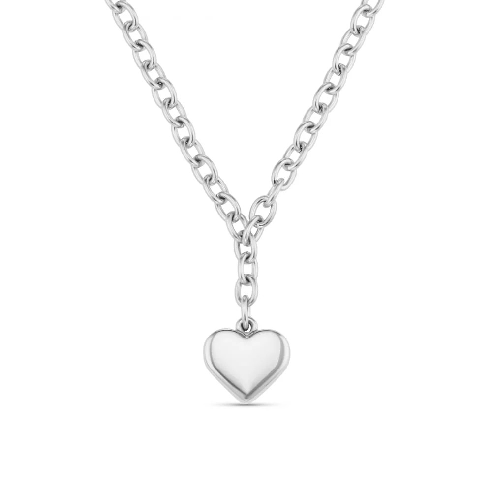 LUXE Chunky Heart Drop Necklace - Silver | Orelia