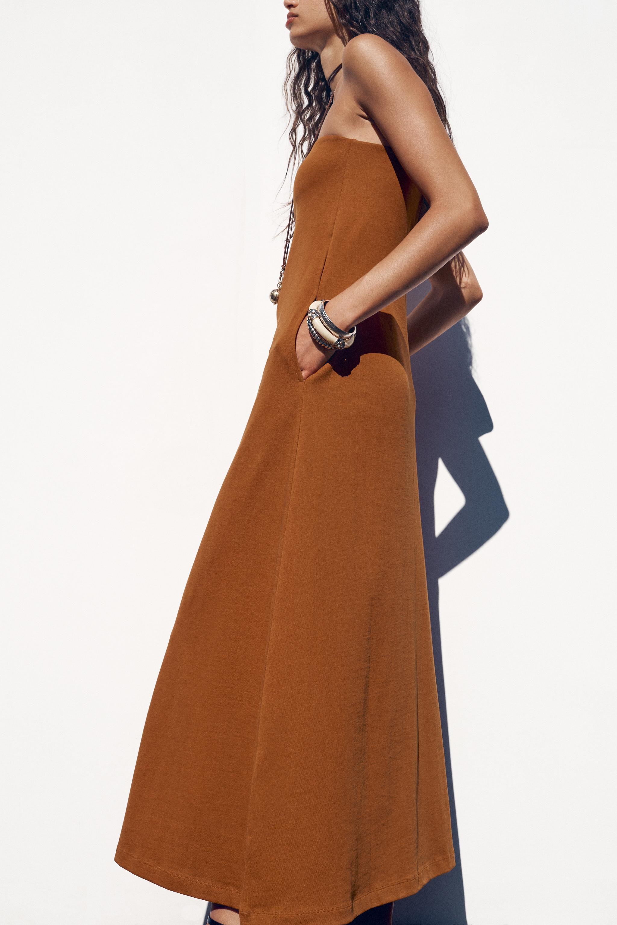 HEAVY COTTON STRAPLESS DRESS | Zara US