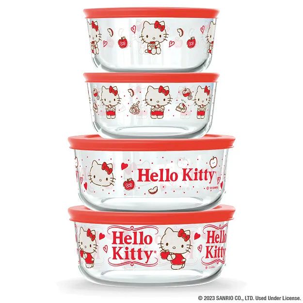 Pyrex® 8-piece Glass Storage Set: Hello Kitty® My Favorite Flavor | Corelle