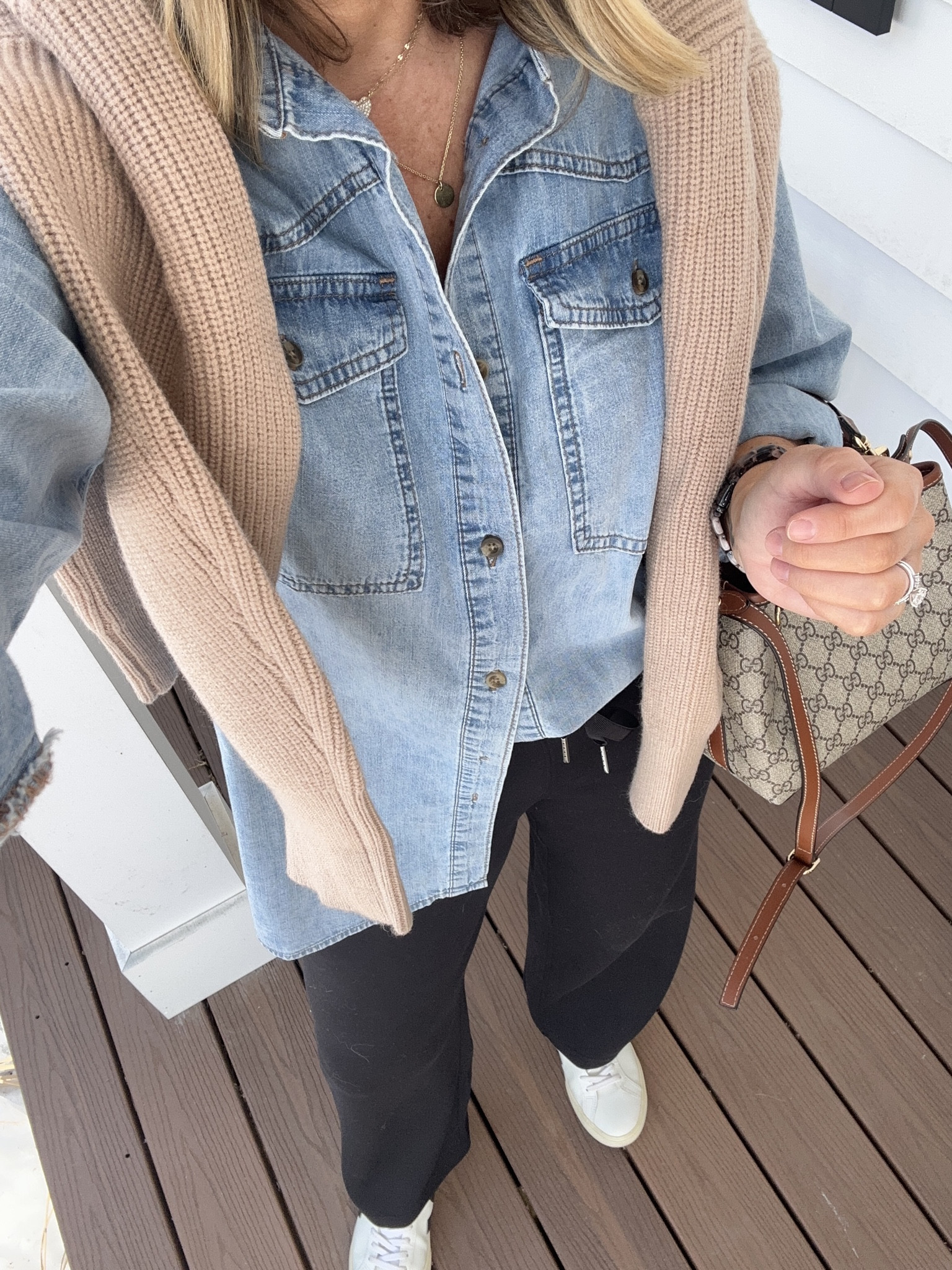 My Pinterest style ootd and I love it. Medium pants in petite and they don’t touch the ground. No pockets. Shirt is a medium and huge. You can def size down. Sweater is a medium and perfect. A cashmere blend 1/4 zip that’s so soft and looks SO high end but it’s Amazon and the perfect amount of chunk! 

#LTKootd #LTKdayinmylife #LTKMidsize