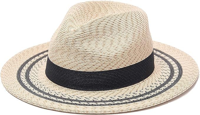 Pineapple&Star Sun Straw Fedora Beach Hat Fine Braid UPF50+ for Unisex… | Amazon (US)