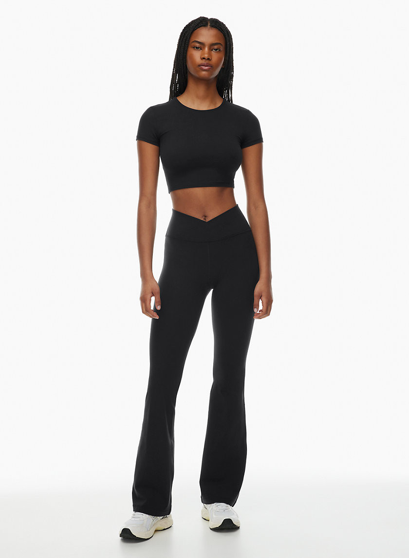 Golden Women's Butter Crossover Hi-Rise Flare Leggings in Black size 00 | Aritzia