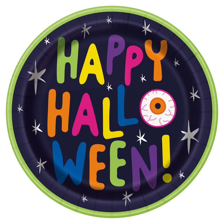 Halloween Multicolor Happy Halloween Paper Party Plates, 9", 8 Count, by Way To Celebrate | Walmart (US)