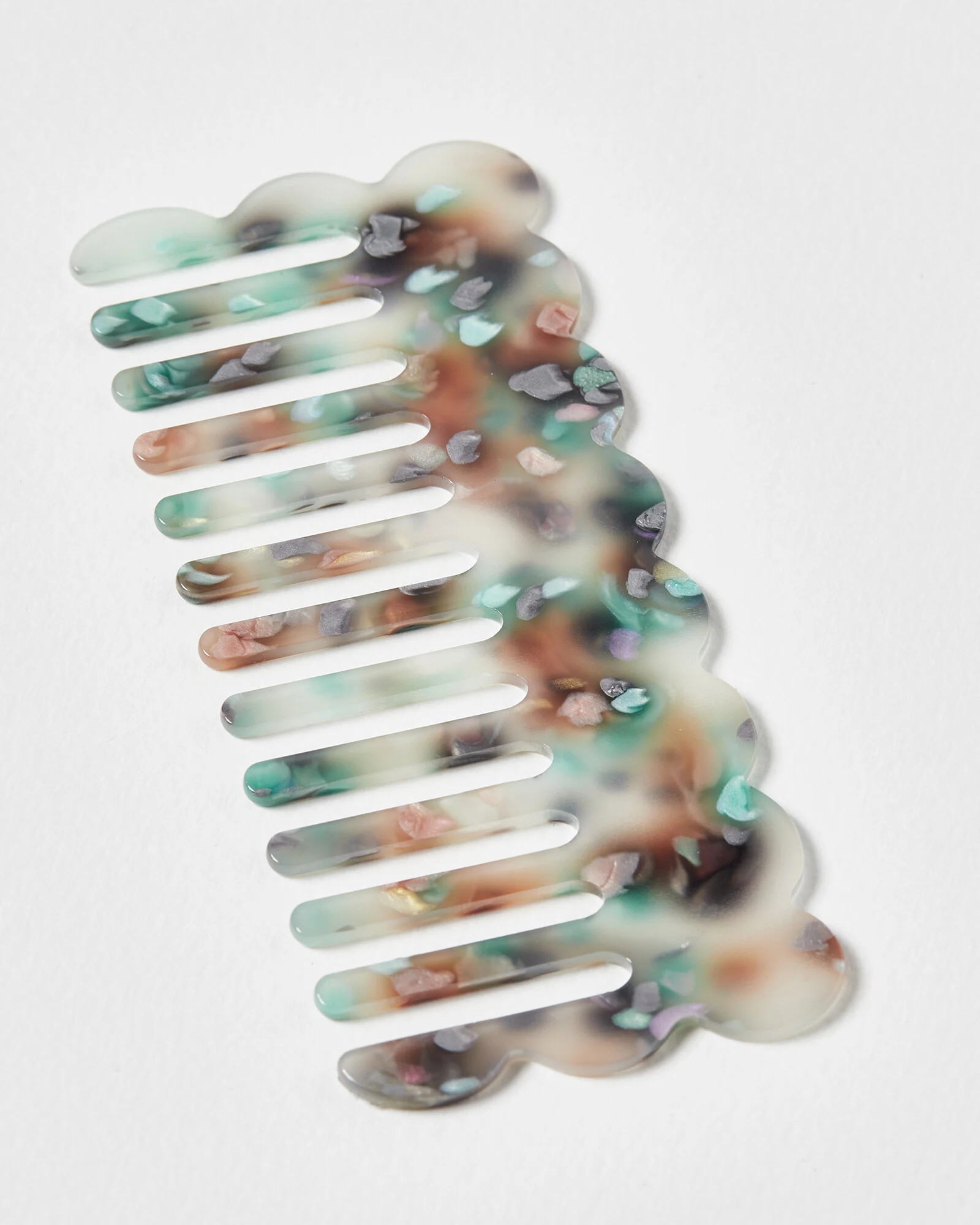 Orla Shimmer Green Resin Rectangular Hair Comb | Oliver Bonas (Global)