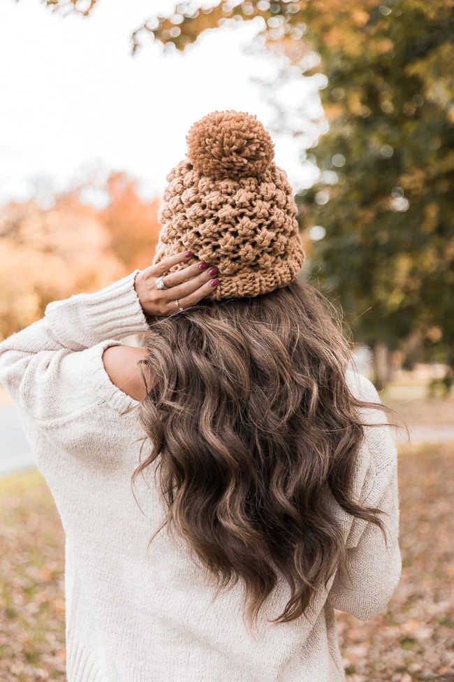 CAITLIN COVINGTON X PINK LILY The Winnie Knitted Camel Beanie | The Pink Lily Boutique