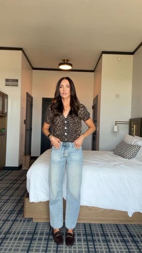 WEEKLY BEST SELLERS barrel jeans and suede loafers. 

Leopard print sweater with my favorite Pistola jeans, business casual, fall outfit, fall trends 2025, annabrstyle.



#LTKStyleTip #LTKFindsUnder100 #LTKOver40