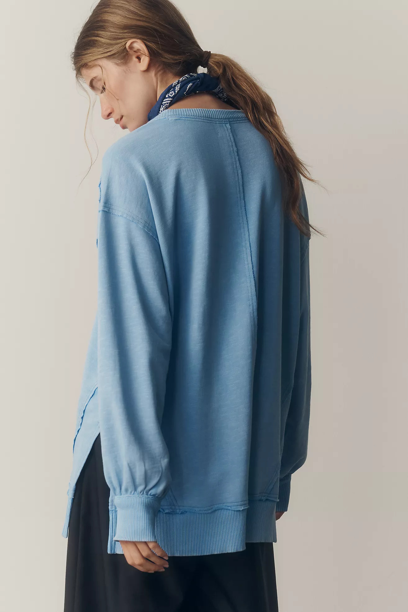 Pilcro Long-Sleeve V-Neck Oversized Popover Top | Anthropologie (US)