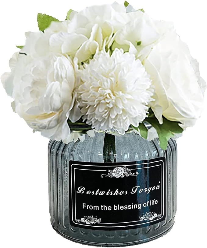 LADADA Artificial FlowersIn Vases,Fake Roses, Floral Arrangement, Bouquets of Fake Artificial Flo... | Amazon (US)