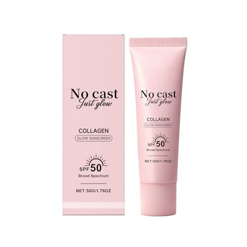 No Cast Just Glow Collagen Sunscreen SPF 50 PA++++ Facial Sunscreen Lightweight, Non-Sticky Face Sunscreen No White Cast Natural Sun screen with Peptide, Centella, Hyaluronic Acid | Amazon (US)