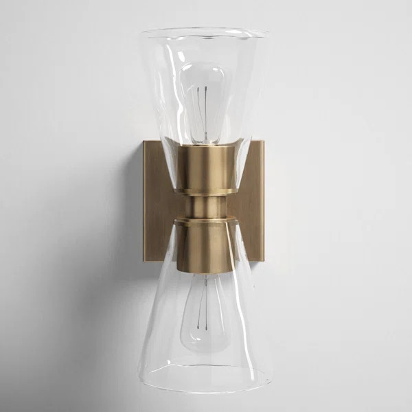 Dariela 2 Light Glass Dimmable Armed Sconce | Birch Lane