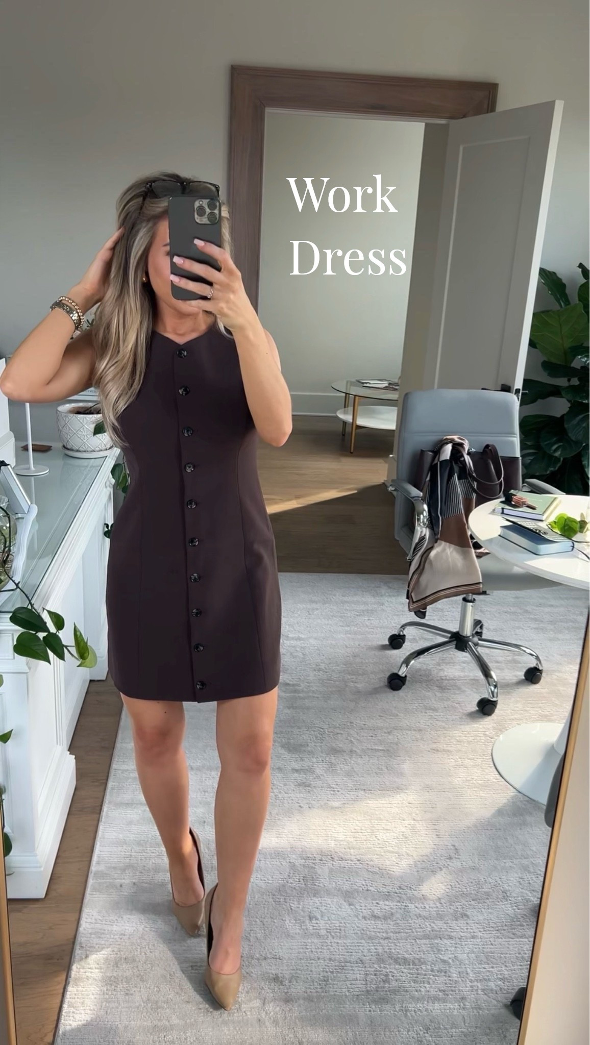 Obsessed with this brown dress from. @Aritzia for work! 

Wearing size 6!

#LTKootd #LTKWorkwear