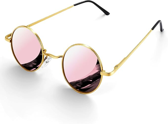 Morcheiong Polarized Hippie Sunglasses Retro Round Glasses for Women Men Vintage Circle Sunglasse... | Amazon (US)
