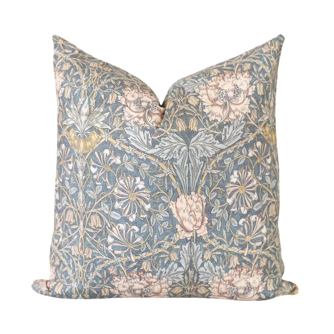 Blue Pillow Cover • Blue Floral Throw Pillow Cover • Decorative Throw Pillow • designer Pi... | Etsy (US)