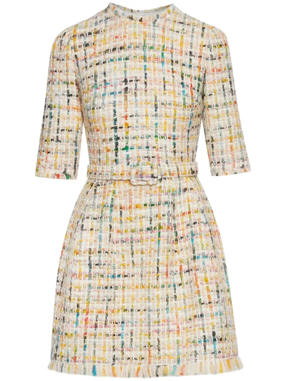 Oscar De La Renta Belted Tweed Dress - Farfetch | Farfetch Global